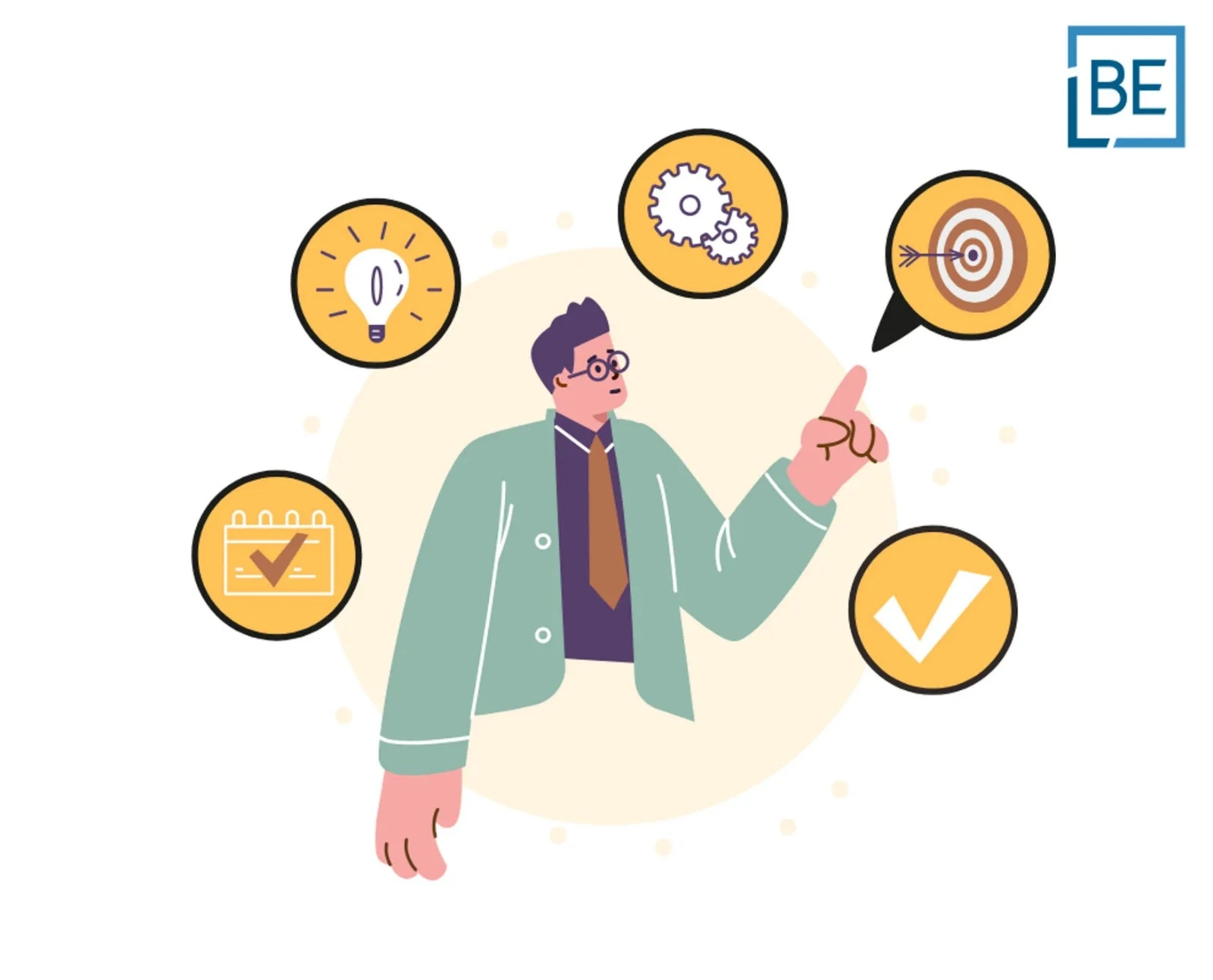 Starting a business in Thailand concept illustration showing entrepreneur planning company registration, legal compliance, work permits, and goals.